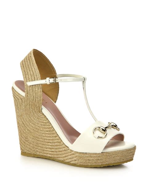 gucci wedge sandals white